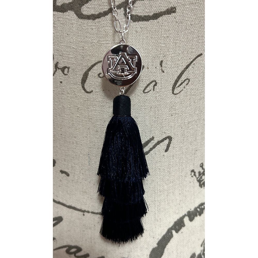New Emerson St. AUBURN TIGERS WOMENS Silver JEWELRY Spirit TASSEL NECKLACE 32"